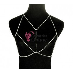 Accesoriu de bust Luxury BLX004 din metal cu strasuri pentru rochii elegante, costum de baie - Argintiu